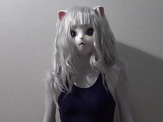 Cute Kigurumi Cat Wearing Swimsuit Cum With Magic Wand free video