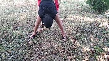 Indian Muslim Bhabhi Outdoor Public Doing Nude Yoga Risky Solo Pissing free video