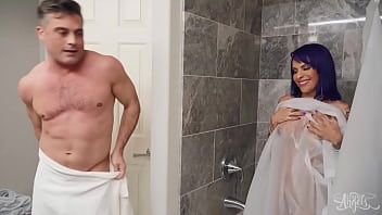 After Taking A Shower Foxxy Does Her Laundry Not Knowing Her Sister's Husband Lance Hart Is Watching Her - Trans Angels free video