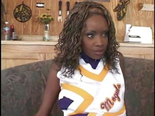 Pretty Ebony Cheerleader Enjoys White Cock Banging free video