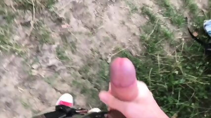 Teen Boy Jerking His Big Dick Using Two Hands Outdoor free video
